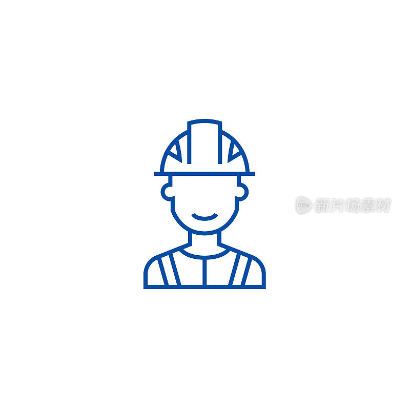 Engineer, industry line icon concept. Engineer, industry flat  vector symbol, sign, outline illustration.